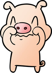 nervous cartoon pig
