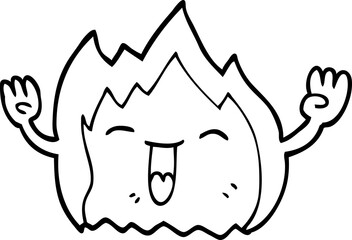 line drawing cartoon happy gas flame