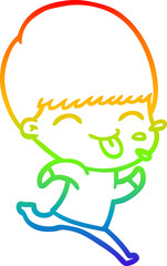 rainbow gradient line drawing of a cartoon rude man