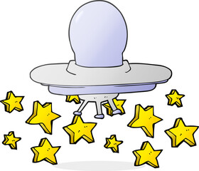 freehand drawn cartoon flying saucer