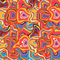 Spiral Psychedelic Design. Candy colors pink blue orange yellow groovy illusion background