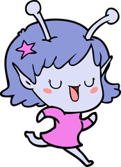 happy alien girl cartoon