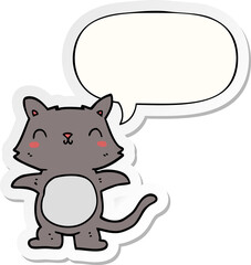 cartoon cat with speech bubble sticker