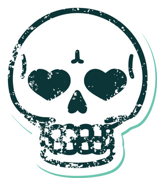 iconic distressed sticker tattoo style image of a skull