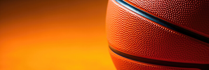 Illustration of a close-up of a basketball with a dynamic and vibrant design, perfect sport banner for your texte, AI