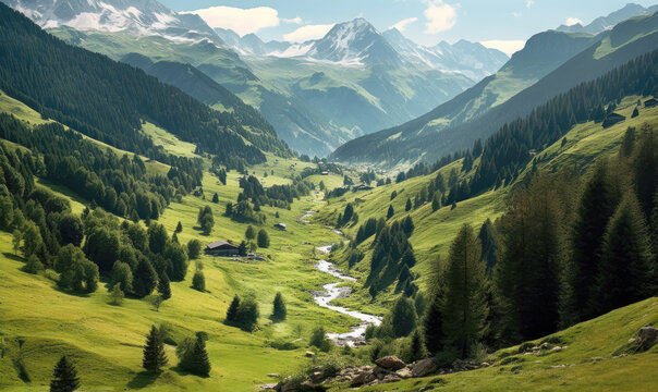 Valley and Mountains Landscape