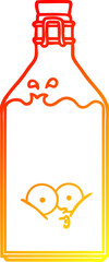 warm gradient line drawing of a cartoon old bottle