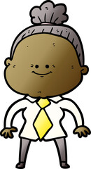 cartoon happy old woman