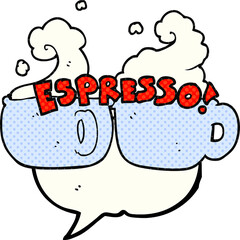 freehand drawn comic book speech bubble cartoon espresso