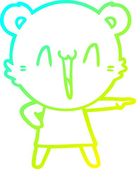 cold gradient line drawing of a happy bear cartoon