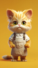 Süße cartoon Katze mit gelben Hintergrund, ai generativ