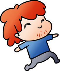 gradient cartoon illustration kawaii boy with stubble