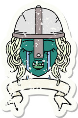 Retro Tattoo Style crying orc fighter character face