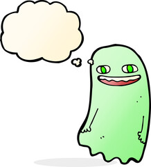 funny cartoon ghost with thought bubble