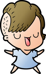 cute cartoon girl with hipster haircut