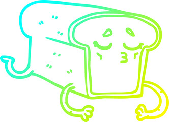 cold gradient line drawing of a cartoon loaf of bread