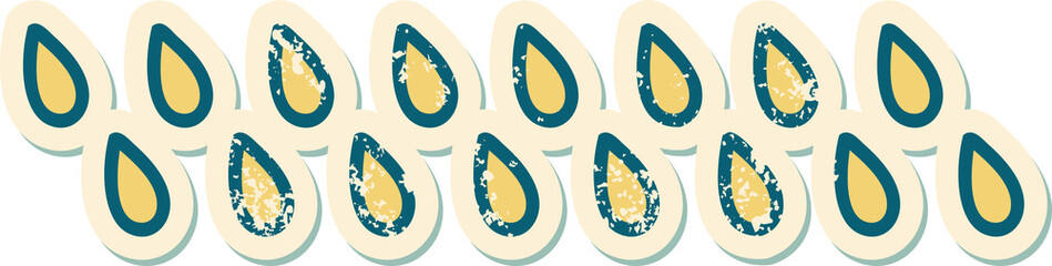 iconic distressed sticker tattoo style image of rain drops