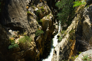 Caminito del Rey gorge with Guadalhorce river view, Desfiladero de los Gaitanes, El Chorro,...