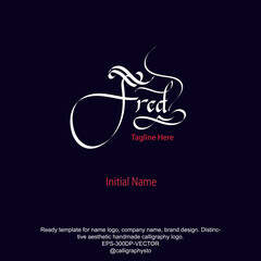 Fred handwritten name logotype signature.