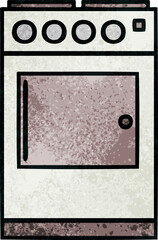 retro grunge texture cartoon of a oven and cooker