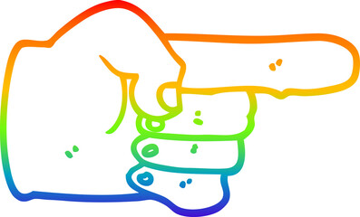 rainbow gradient line drawing of a cartoon pointing hand