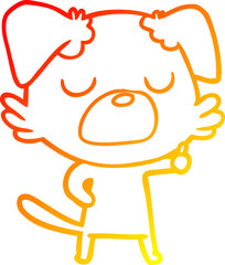 warm gradient line drawing of a cartoon dog