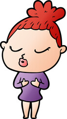 cartoon calm woman