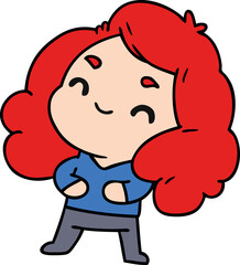 cartoon illustration of a cute kawaii girl