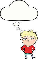 cartoon impatient man with thought bubble