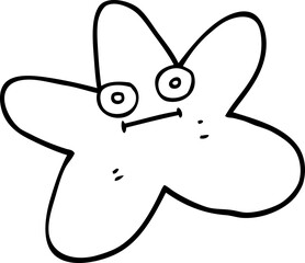 black and white cartoon star fish