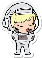 sticker of a cartoon pretty astronaut girl