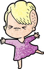 cartoon annoyed hipster girl