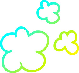 cold gradient line drawing of a cartoon smoke puffs