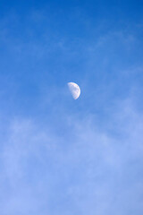 Beautiful moon on blue sky.