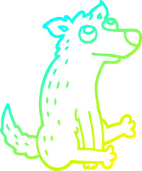 cold gradient line drawing of a cartoon dog sitting