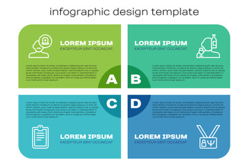 Set line Psychological test, Male doctor, Psychology and Alcoholism. Business infographic template. Vector