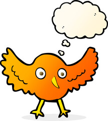 cartoon bird with thought bubble