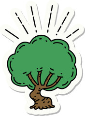 sticker of a tattoo style tree