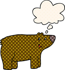 cartoon bear with thought bubble in comic book style