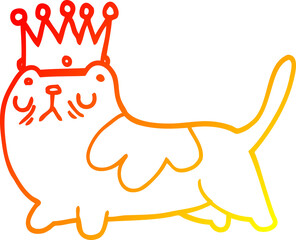 warm gradient line drawing of a cartoon arrogant cat