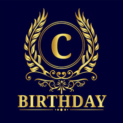Letter C Alphabet, Golden Letter C Luxury Gold Alphabet Vector Design, A to Z Design Illustrations, Birthday boy or girl with names starting with the letter C