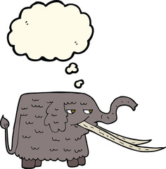cartoon woolly mammoth with thought bubble
