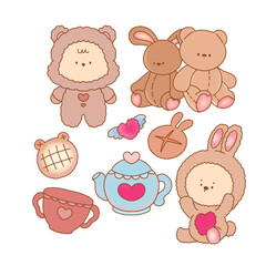 Baby bear and teddy bear