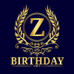  Letter Z Alphabet, Golden Letter Z Luxury Gold Alphabet Vector Design, A to Z Design Illustrations, Typography Design, Premium Vector, Birthday boy or girl with names starting with the letter Z
