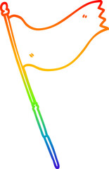 rainbow gradient line drawing of a cartoon waving flag