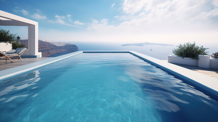Fototapeta na wymiar Beautiful santorini greece panoramic background. Generative Ai