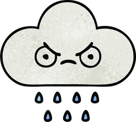 retro grunge texture cartoon of a rain cloud