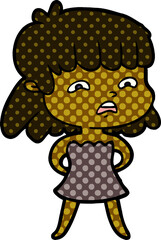 cartoon worried woman