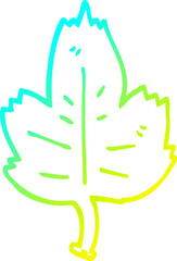 cold gradient line drawing of a cartoon leaf