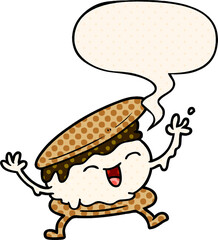 smore cartoon with speech bubble in comic book style